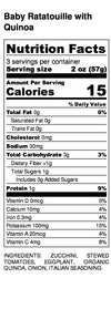 Baby Ratatouille and Quinoa Nutrition Label