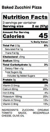 Baked Zucchini Pizza Nutrition Label