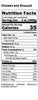 Chicken and Broccoli Nutrition Label