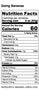 Going Bananas Nutrition Label