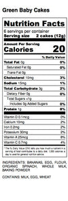 Green Baby Cakes Nutrition Label
