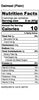 Oatmeal Cereal Nutrition Label