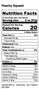 Peachy Squash Nutrition Label