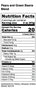 Green Bean and Pear Nutrition Label