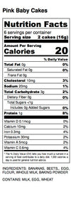 Pink Baby Cakes Nutrition Label