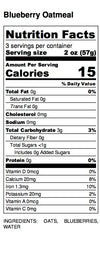 Blueberry Oatmeal Nutrion Label
