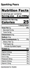 Sparkling Pears Nutrition Label