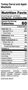 Turkey Carrot Apple Meatballs Nutrition Label